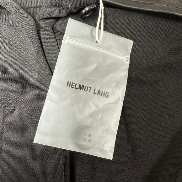 Helmut Lang NWT Pleated Leather Trimmed Cady Mini Dress Black Size M Collar - Picture 7 of 12